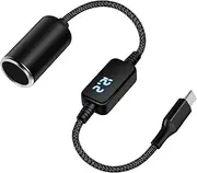 WYMECT USB C Male to 12V Cigarette Lighter Socket Adapter 12V 18W Power Cable for Dash Cam, Car Led Light Strips, GPS (1 Pack)