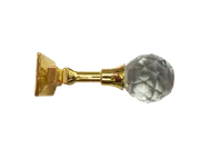 Pair 2 pieces Holdbacks for Curtain Tiebacks - Gold stem with glass faceted round top 11cm