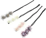 Ipetboom 4pcs Flower Hair Bun Maker Elegant Hair Styling Accessories for Women for DIY Donut Ballet French Buns present for Special Occasions