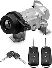 Ignition Switch Lock Cylinder Assembly Fit for VW Jetta Eos Golf Rabbit Tiguan L4 L5 V6 1.4L 1.8L 2.0L 2.5L 2004-2018 Replace 1K0905851B 1K0905851, with 2 Intelligent Key Shell & Mechanical Key