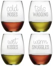 susquehanna Set of Four 21oz Cold Noses Assortment Stemless Wine Glasses