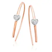 9ct Rose Gold & Diamond Set Pull Through Threader Earrings