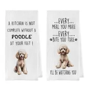 Funny Poodle Dish Towels Set - Poodle Gifts Decorative Waffle Weave Kitchen T...