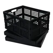 34 L Plastic Rectangular Collapsible Crates, Folding Crates Storage, Pack for...