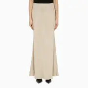 [Max Mara Studio] Long beige linen-blend skirt 40 IT Beige