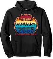 [VidiAmazing] 18 Years Old Vintage January 2005 Distressed 18th Birthday Pullover Hoodie ds329