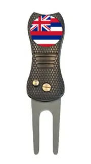 Hawaii State Flag Golf Ball Marker + Premium Switchblade Divot Tool