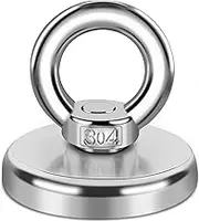 MIN CI Neodymium Magnets 255lb Super Strong Magnet Fishing,Heavy Duty Magnetic Large Rare Earth Magnets with Countersunk Hole Eyebolt for Magnetic Fishing Salvage Underwater Retrieval Industrial 48mm