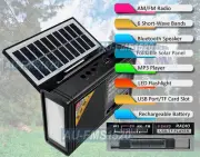 Solar-Powered AM/FM Shortwave Radio With Bluetooth Speaker Flashlight MP3 Player