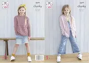King Cole 5679 Knitting Pattern Girls Sweater and Cardigan in Subtle Drifter Chunky