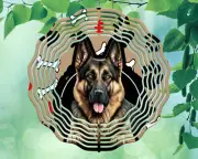 10" German Shepherd GSD Dog Puppy Hanging Wind Spinner Yard Decor Kinetic rws047
