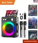 Portable Bluetooth Karaoke Machine with 2 Wireless Mics & LED Lights - Perfec...