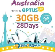 Prepaid eSIM card Australia 28 days | Unlimited local calls and texts in Australia | 30GB internet data + international calling credit AU$25 | Australia Optus Network (28 days)