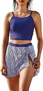 [Ormark] Women's Two Piece Tankini Top with Skirt Bottom Swimsuits Tummy Control Bathing Suits Vintage Push Up Tankini Set