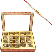 Ghasitaram Gifts Rakhi Gifts for Brothers Rakhi Chocolate 20 pcs Assorted Chocolates Hamper Box with Pearl Rakhi