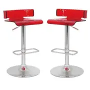 Home Square 2-Piece Furniture Swivel Adjustable Bar Stool Set in Red