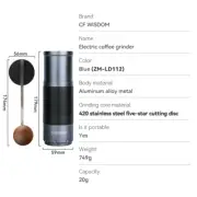 Portable Electric Manual Coffee Grinder 20G Bean Storage 420 Stainless Steel Fiv