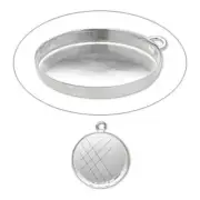 Drop, 1 Sterling Silver 25mm Round Bezel Cup Pendant Setting with Open Loop