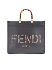Fendi Sunshine Medium in Dark Grey Leather and Elaphe Shopper