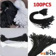 100x Hang String Lock Clothing Tag Strings Ties Twine Bullet Head Price Tags