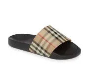 BURBERRY Kids Mini Furley Check Slide (Toddler/Little Kid) Archive Beige Sz-9.5