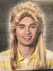 Halloween Mens Super Mullet Long Blonde Wig