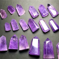 在飛比找Yahoo!奇摩拍賣優惠-熱銷 -現貨 天然紫水晶六棱柱擺件單尖紫色水晶水晶柱 紫晶礦