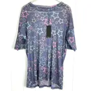 Free People x One Teaspoon Sensory Star Oversized Mesh Tee Size XXS NWT