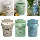 Wall Locking Vintage Mailbox Farmhouse Iron Post Letter Box House Decor