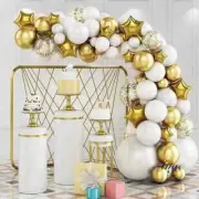 98pcs White Metallic Gold Star Balloon Arch Kit | Baby Shower Wedding Birthday