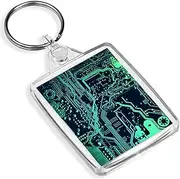 [Destination Vinyl Keyrings] Keyring - Computer Chip Effect Motherboard Geek Gamer Circuit Board - Boys Mens Dad Brother Gift #16892, Multi, m