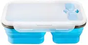 Lunch Box, Three Grid Silicone Dinner Box Folding Microwave Portable Storage Student Outdoor Insulated
