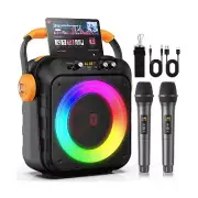 Karaoke Machine with 2 Wireless Microphones for Adults Kids, Portable Bluetoo...