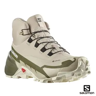 Salomon 女 CROSS HIKE 2 GTX 中筒登山鞋 羽毛灰/橄欖綠/白