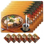 PVC 6 Piece Dining Table Placemat Set with Tea Coasters - Multicolour