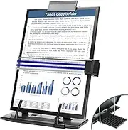 TONOS Copyholder - High Quality Metal Desktop Document Holder, Paper Stand for Desk When Typing, Sturdy Stainless Steel, Adjustable Angle, Relieve Eye and Neck Strain, Typing Stand Document Holder