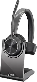 Poly (Plantronics + Polycom) – Voyager 4310 UC Wireless Headset (Plantronics) – Single-Ear Headset- Connect to PC/Mac via USB-A Bluetooth Adapter, Cell Phone via Bluetooth, Black, Standard
