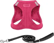 Voyager Step-in Plush Dog Harness – Soft Plush, Step in Vest Harness for Small and Medium Dogs by Best Pet Supplies - 1Fuchsia Corduroy (Leash Bundle), S (Chest: 14.5-16")