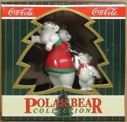 Coca-Cola Polar Bear Collection - Christmas Ornament, Momma Bear w/(2) Cubs NIB