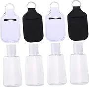 4 Set Refillable Bottle with Cover Oil Paper Face Pool Table Liquid Keychain Bottle and Keychain Holder Travel Soap Dispenser Flip Cap Bottles Key Ring Hand Portable White Perfume