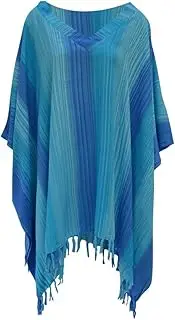 [Cool Kaftans] Women's Stripey Kaftan Top T-Shirt Poncho Hand Made Vibrant Stripes