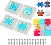 4Pcs Puzzle Piece Silicone Resin Molds with 100Pcs Screw Eye Pins, Mini Puzzle Silicone Epoxy Resin Jewelry Earring Necklace Pendant Keychain Making Mold DIY Handmade Craft Tools