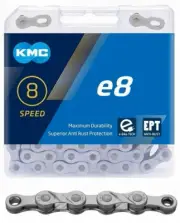 KMC e8 Turbo eBike Chain 8-Speed 136-Links Silver 1/2"x3/32" 6/7/8-Speed