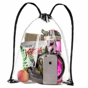 Clear Drawstring Bag, Small Clear Backpack For Stadiums, Sporting Clear/Black
