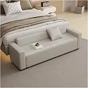 Bench for Living Room & Bedroom End of Bed Bench for Bedroom, Bedroom Bench Entryway Bench with Padded Seat & Solid Wood Legs for Living Room Dining Room Entryway Bedroom End of Bed Bench(Beige,150*55