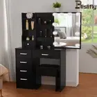 LED Vanity Set Dressing Table Sliding Mirror Makeup Desk Stool 6 Drawers Bedroom