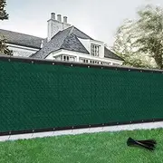 [SUNLAX] Privacy Fence Screen 6' x 150' Heavy Duty Mesh Fence Net Cover with Grommets for Patio Porch Pool Backyard Outdoor Chain Link Fence, Dark Green (Customized)