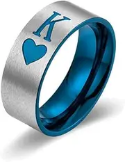 [CJIAYUJEW] Stainless Steel Matching Rings for Couples, 2pcs Set of His and Her Matching Promise Rings, I Love You Engagement Wedding Ring Sets for Him and Her,Q & K Matching Rings Valentines Day Gifts