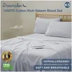 Dreamaker 1500TC Cotton Rich Sateen Sheet Set Dove Grey King Single