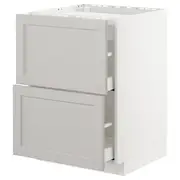 METOD / MAXIMERA base cab f hob/2 fronts/2 drawers, white/Lerhyttan light grey, 60x60x80 cm